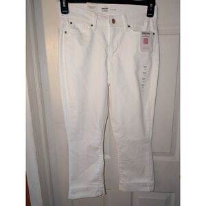 Signature by Levi Strauss Womens White Mid-Rise Capri Jeans Cuffed Size 4 / W27